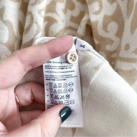 Tommy Hilfiger Beige Floral Print Button Up Cardigan Sweater Women’s XXL Cotton - Picture 5 of 9